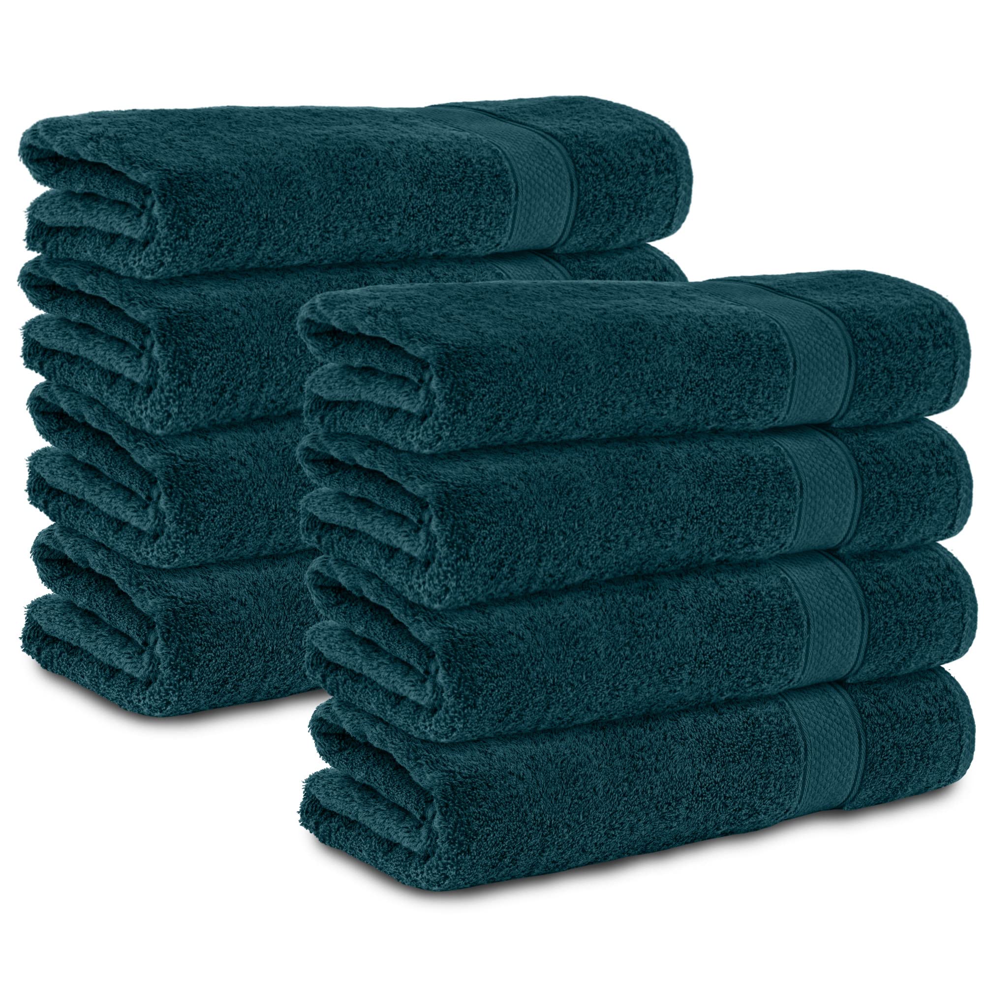 Komfortec Set of 8 Hand Towels 50 x 100 cm 100% Cotton Terry Towelling Soft Petrol