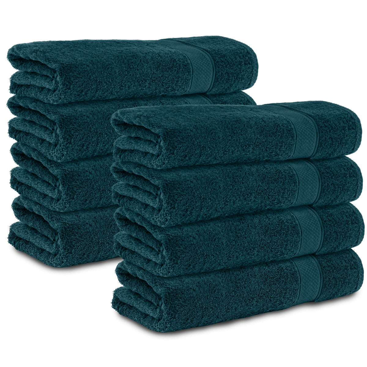 Komfortec Set of 8 Hand Towels 50 x 100 cm 100% Cotton Terry Towelling Soft Petrol