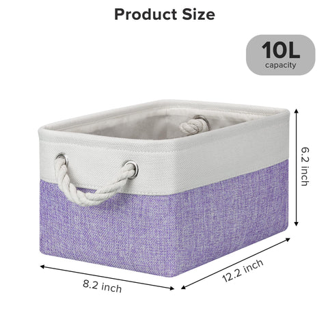 PWVMWM Small Storage Baskets with Rope Handles, Collapsible Fabric Storage Box, Small Linen Basket for Bedroom Bathroom Cupboards Shelves Wardrobe