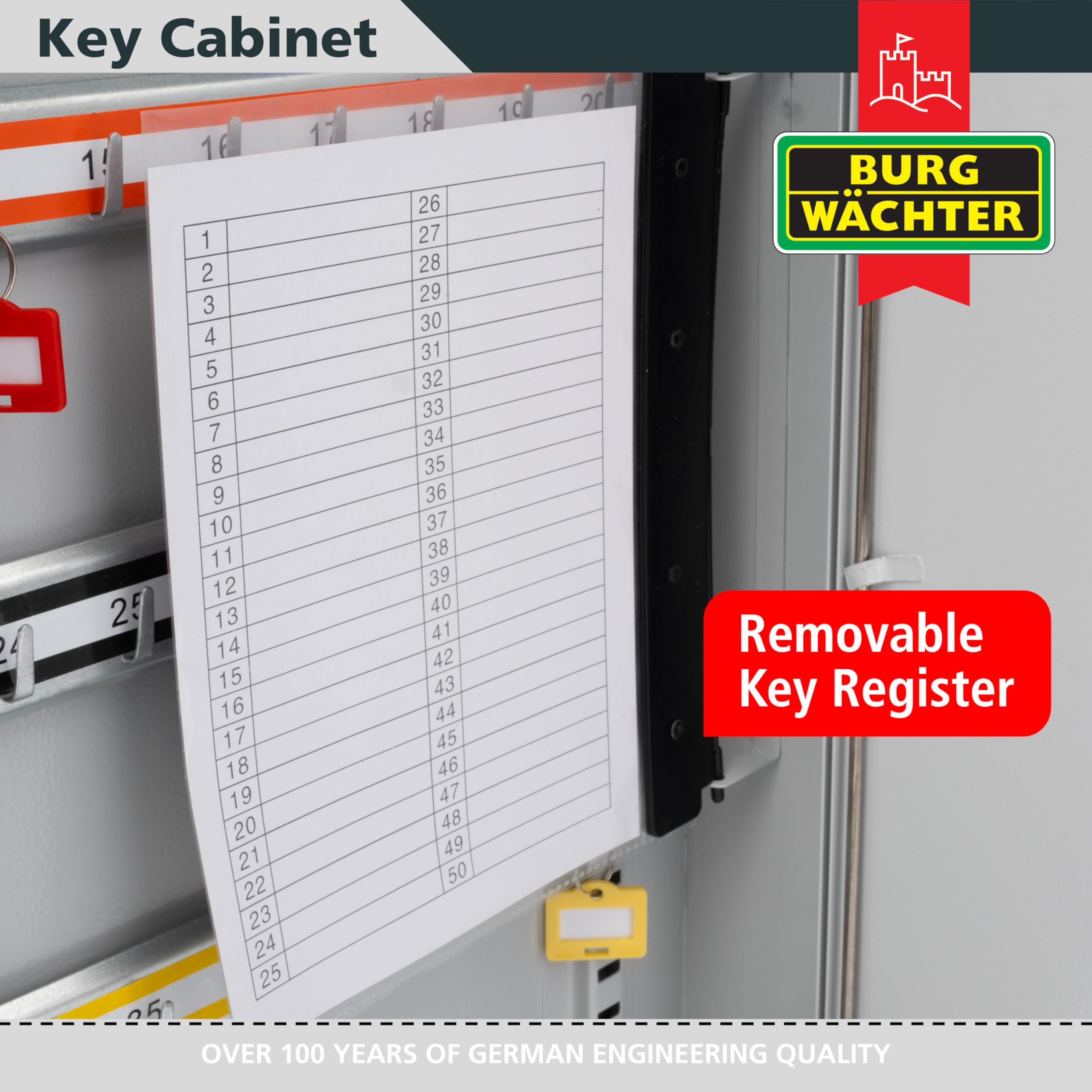 Burg-Wachter Euro Cylinder 50 Key Cabinet, Grau