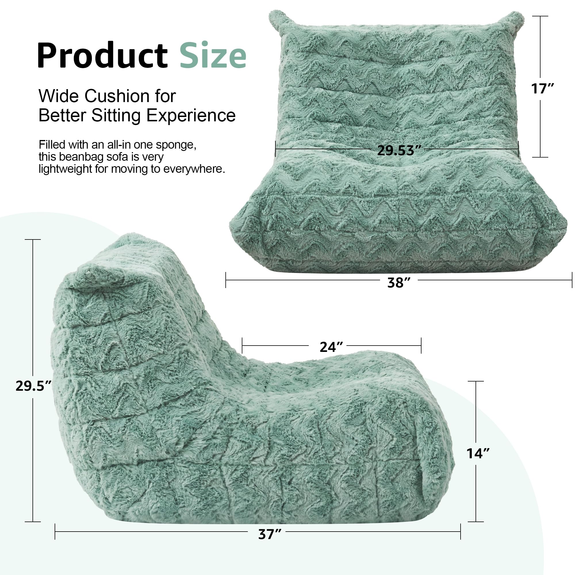 Hobestluk Big Bean Bag Chairs for Adults Fireside BeanBag Couch Togo Sofa