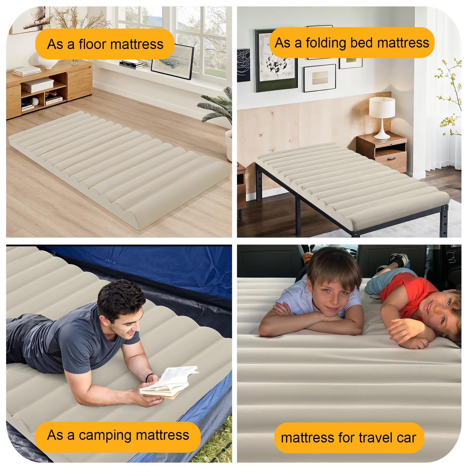 MeMoreCool Roll Up Floor Mattress Double, 190x135cm, Beige