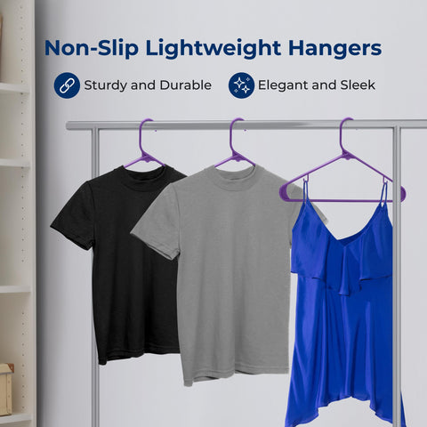 SereneLife Plastic Hangers 10 pcs, Non-Slip Heavy Duty Clothes Hanger Set, Smooth Finish to Protect Fabric, Lightweight