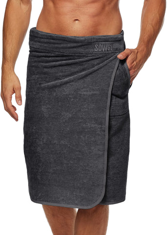 Sowel® Saunakilt Men's L/XL, 100% Organic Cotton, Sauna Towel with Fastening, Sauna Towel, 60 x 160 cm, Anthracite/Anthracite, L/XL