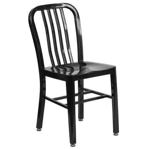 Flash Furniture Commercial Grade 2 Pack Black Metal Indoor-Outdoor Chair