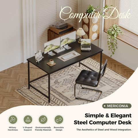 Mericonia Basic Computer Desk, 3 pieces Desktop, 140x50cm, Black