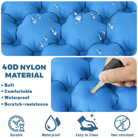 EULANT Hand-Press Inflatable Seat Cushion,Waterproof Air Cushion,Portable Sit Mat Pad for Camping Walking Hiking Travel Fishing Boating Flying