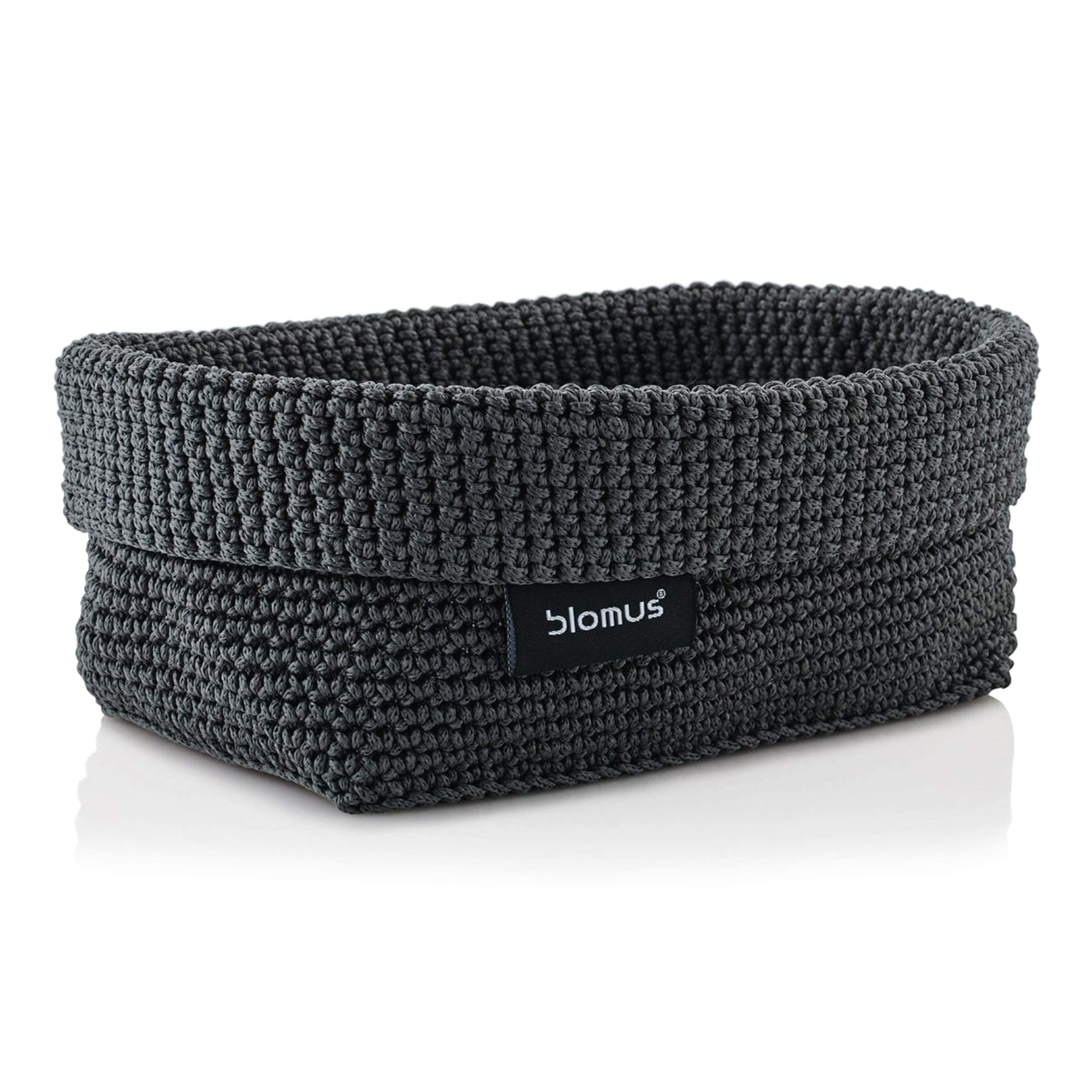 Blomus -TELA- 68885 Crochet Basket L Made of Synthetic Fibre, Anthracite, Basket for Storage, Workmanship, Exclusive Look, Ideal for Towels