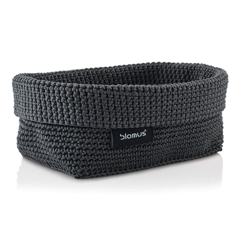 Blomus -TELA- 68885 Crochet Basket L Made of Synthetic Fibre, Anthracite, Basket for Storage, Workmanship, Exclusive Look, Ideal for Towels