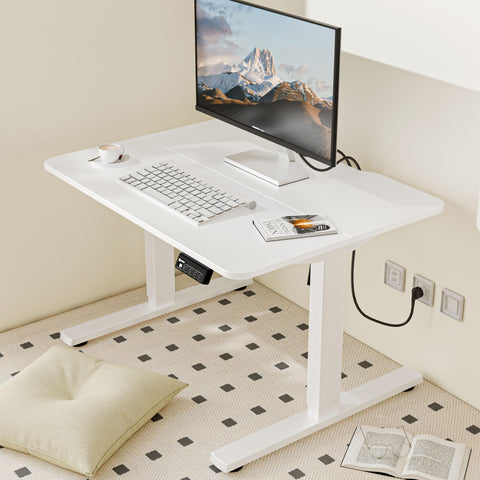 ERGOMAKER Low Height Electric Standing Desk 80x60cm, Lifts 48-75 cm, White