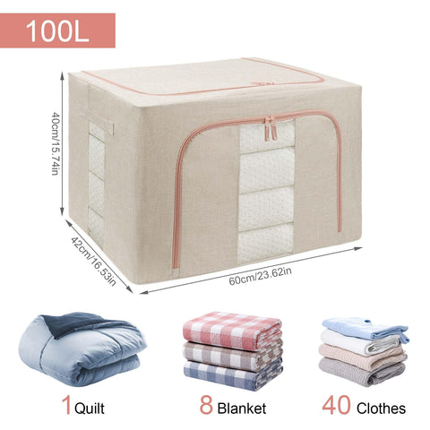DAWNTREES 2 Pack 100L Collapsible Storage Boxes for Clothes, White