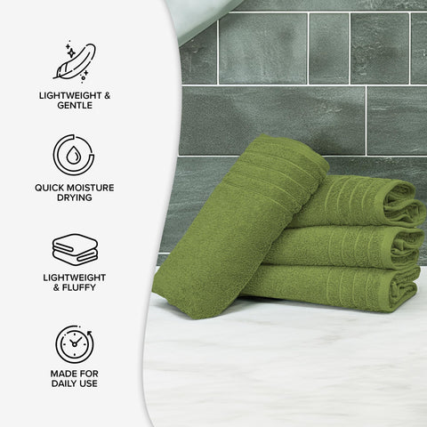 100% Cotton Extra Large Bath Towels Set of 4 (76x152cm) - Forest Green