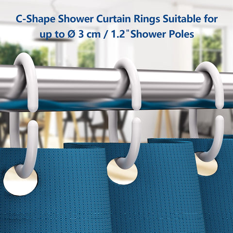 Simkopy Plastic Shower Curtain Hooks, 24 Pack C-Shaped Rings, White, for Bathroom & Window Rod