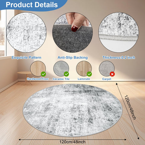 Capslpad Office Chair Mats for Hardwood Floor ø120cm Round Non-Slip Modern Abstract Home Multi Purpose Chair Mat Low Pile Floor Protector Chair
