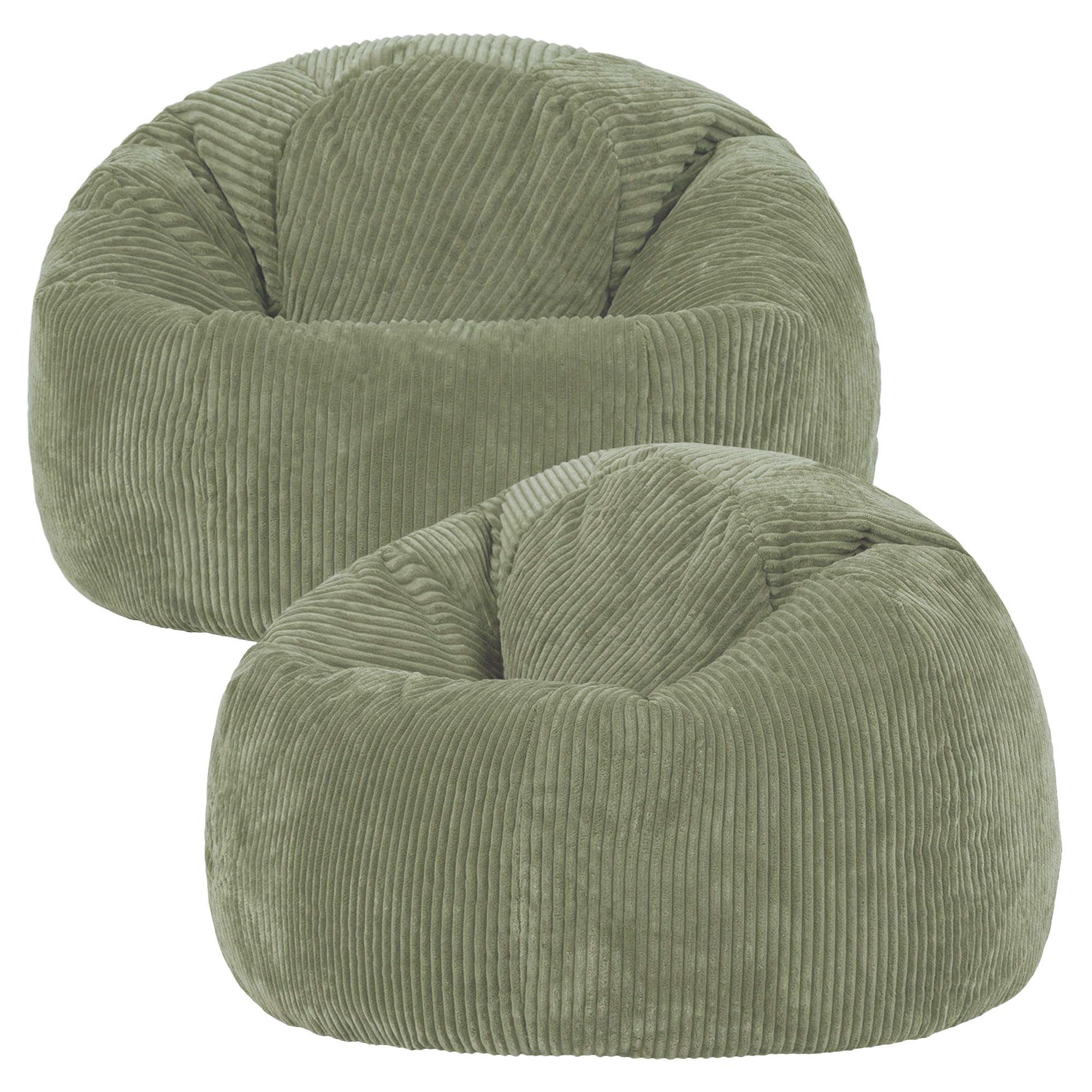 icon Kingston Cord Bean Bag with Filling Included, Set of 2, Green