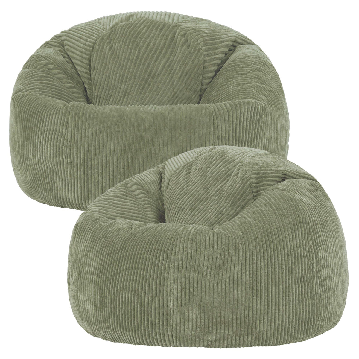 icon Kingston Cord Bean Bag with Filling Included, Set of 2, Green