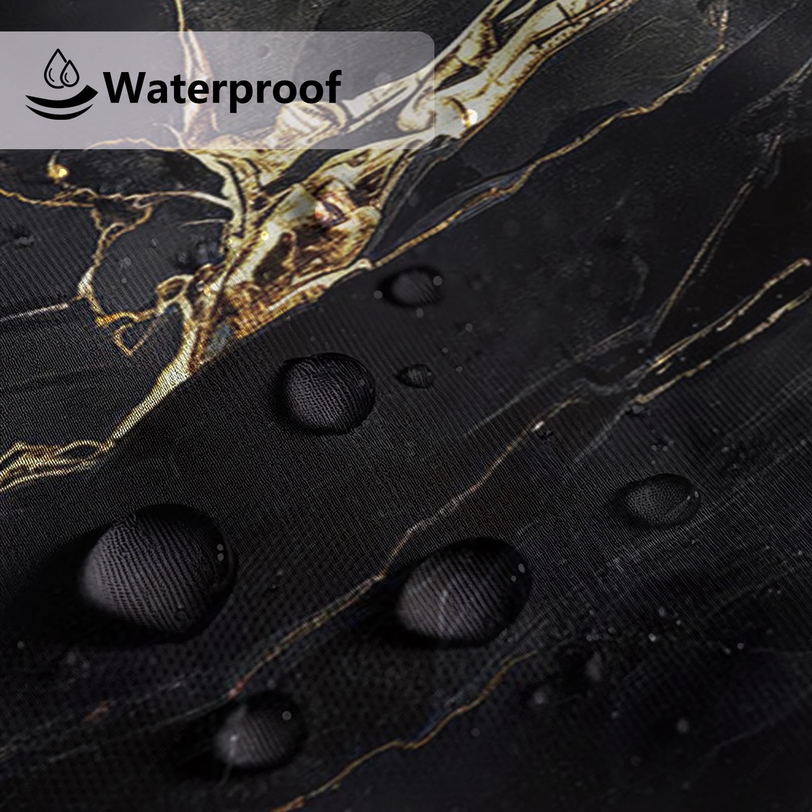AIBIIN Black Marble Shower Curtain for Bathroom Modern Abstract Fabric Cloth Shower Curtains Durable Polyester Material with 12 Hooks 180x180cm