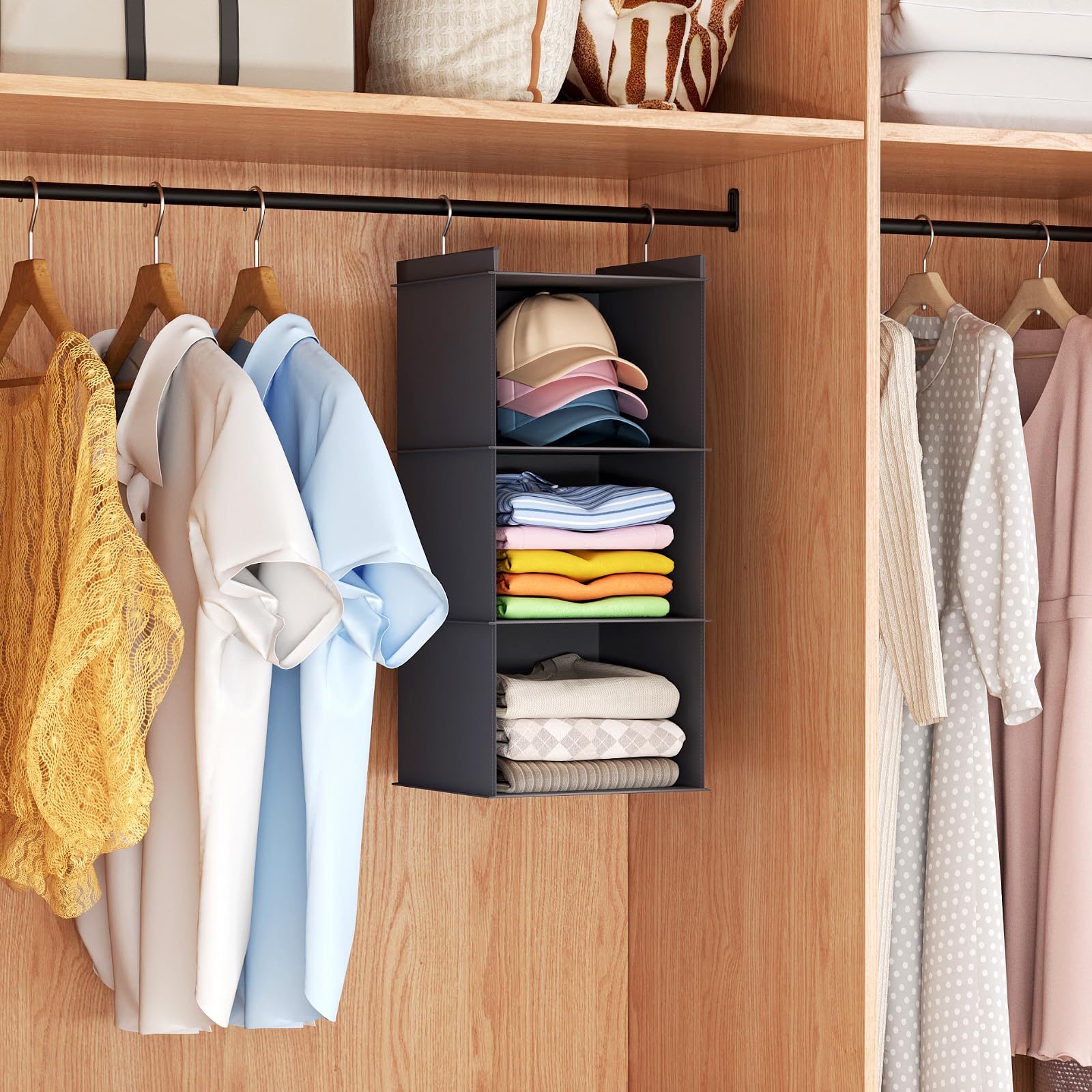 Lifewit 3 Tier Foldable Closet Hanging Wardrobe Storage Organiser, 1 Pack