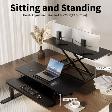 ERGOMAKER Standing Desk Converter, 42"/106cm, Black