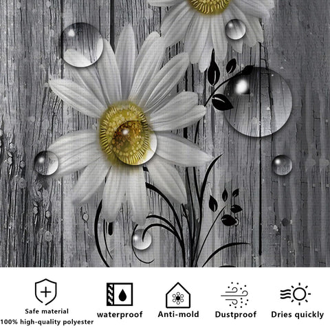FAIRYGATE Extra Wide Shower Curtain Garden Shower Curtains 180 x 180 cm Sunflower Scenery Bathroom Curtain Mildew & Mould Resistant Polyester Fabric