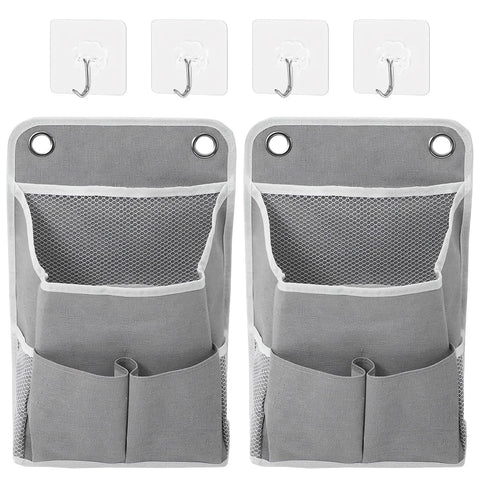 CHENKEE 2pcs Wall Hanging Storage Bags,Storage Organizer with Pockets,Waterproof Hanging Organiser,Foldable Linen Fabric Basket,for