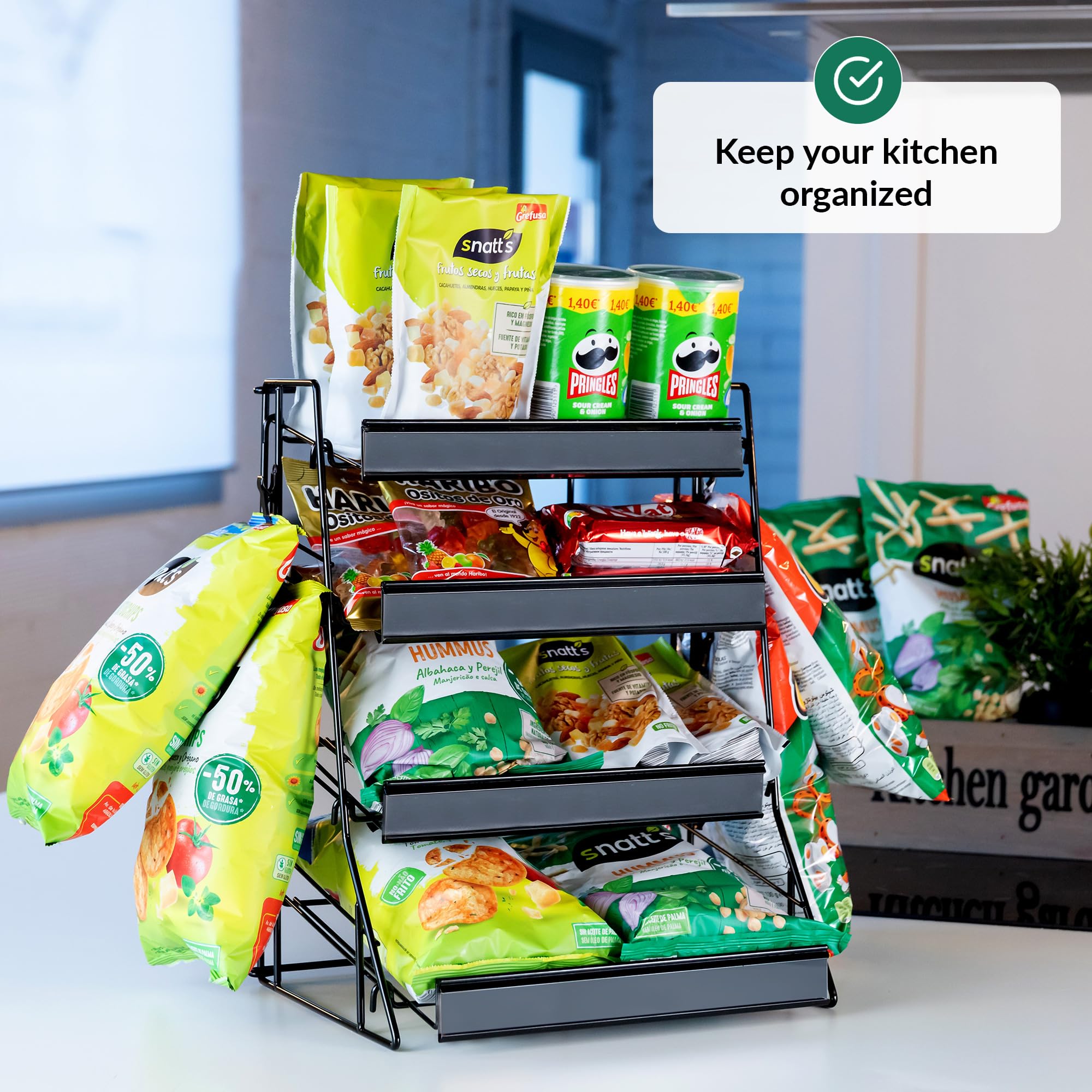 ODOXIA Candy Display Rack 4 Tier | Candy Organiser | Snack Organiser For Countertop | Snack Display For Counter | Stand For Stores And More