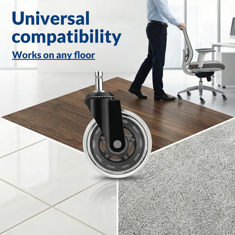 COSYLAND Office Chair Wheels Replacement For All Floors - 10x22mm Rubber Wheels For Office Chair Set Of 5 – Smooth & Silent Desk Chair Rollers