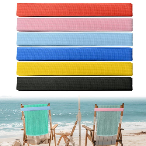 DAQUN 6 Pcs Sunbed Towel Bands, Beach Towel Bands for Sun Loungers - Adjustable Windproof Straps, Elastic Secure Clips for Poolside