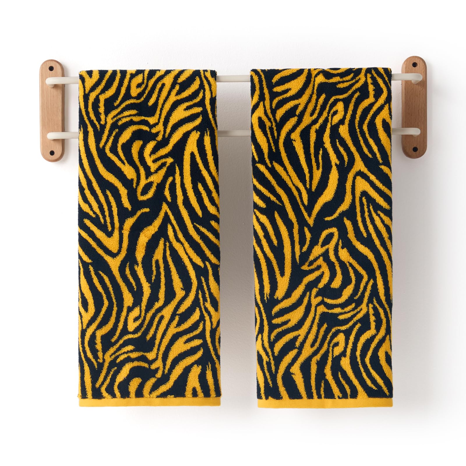 REDKISS 2 Pack Yellow Striped Hand Towels for Bathroom, Great for Daily Use