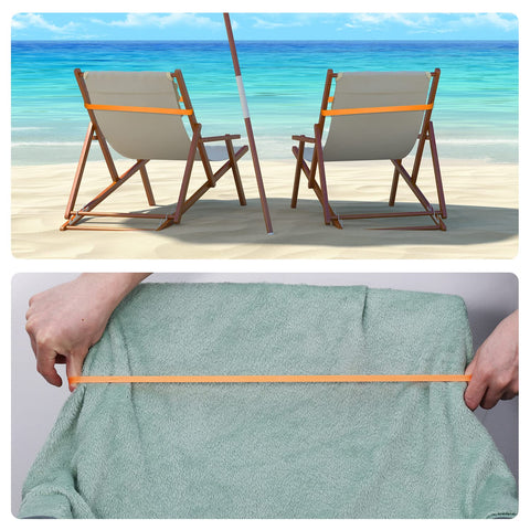 SAVITA 12 pcs Silicone Beach Towel Clips, Stretchable Beach Towel Holder Towel Bands for Beach Chair Colorful Towel Bands for Beach Chairs Pool Swim