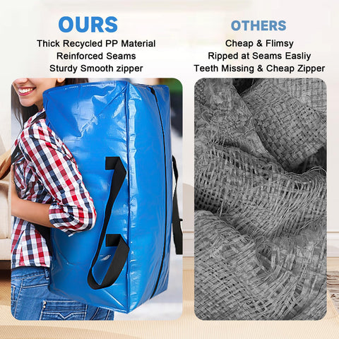 Moving Boxes 6 Pack,95L Extra Large Moving Bags,Storage Bags with Backpack Straps,Zippers &Handles,Boxes for Moving House,Waterproof Moving Totes for