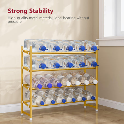 Tajsoon Expandable Shoe Rack for Closet 4 Tier, 28“-41“Stackable, Gold