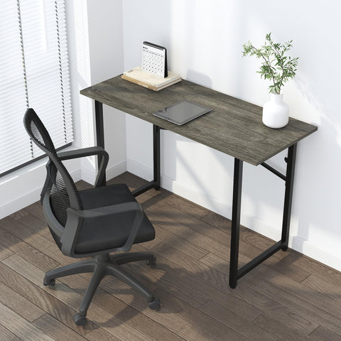 Lutown-Teen 120 cm Folding Desk No Assembly Required, Black Oak