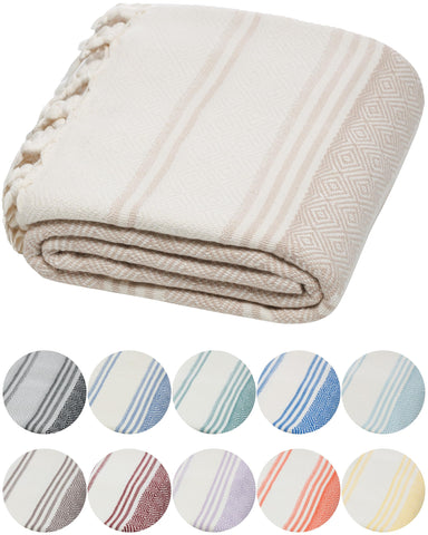 DEMMEX Organic Turkish Cotton Beach Bath Hammam Towel – Quick-Dry, Lightweight, Compact, Sand-Free Beach Towel & Blanket