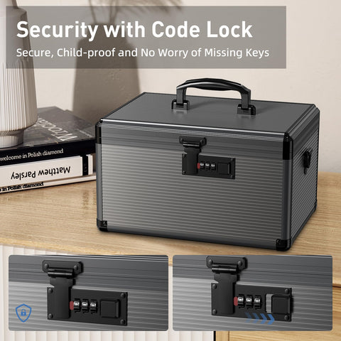 Lockbako Medicine Lock Box with Code, Lockable Medicine Box with Removable Tray & Pocket Bag
