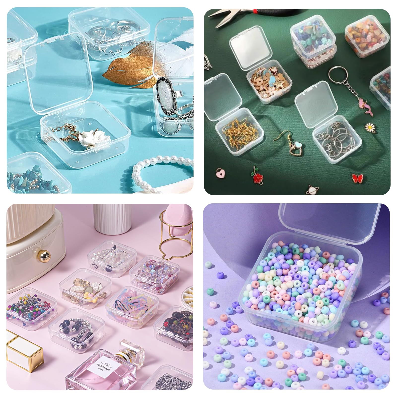 UNINGYI Bead Organiser Storage Box, Small Storage Boxes with Lid (Small)