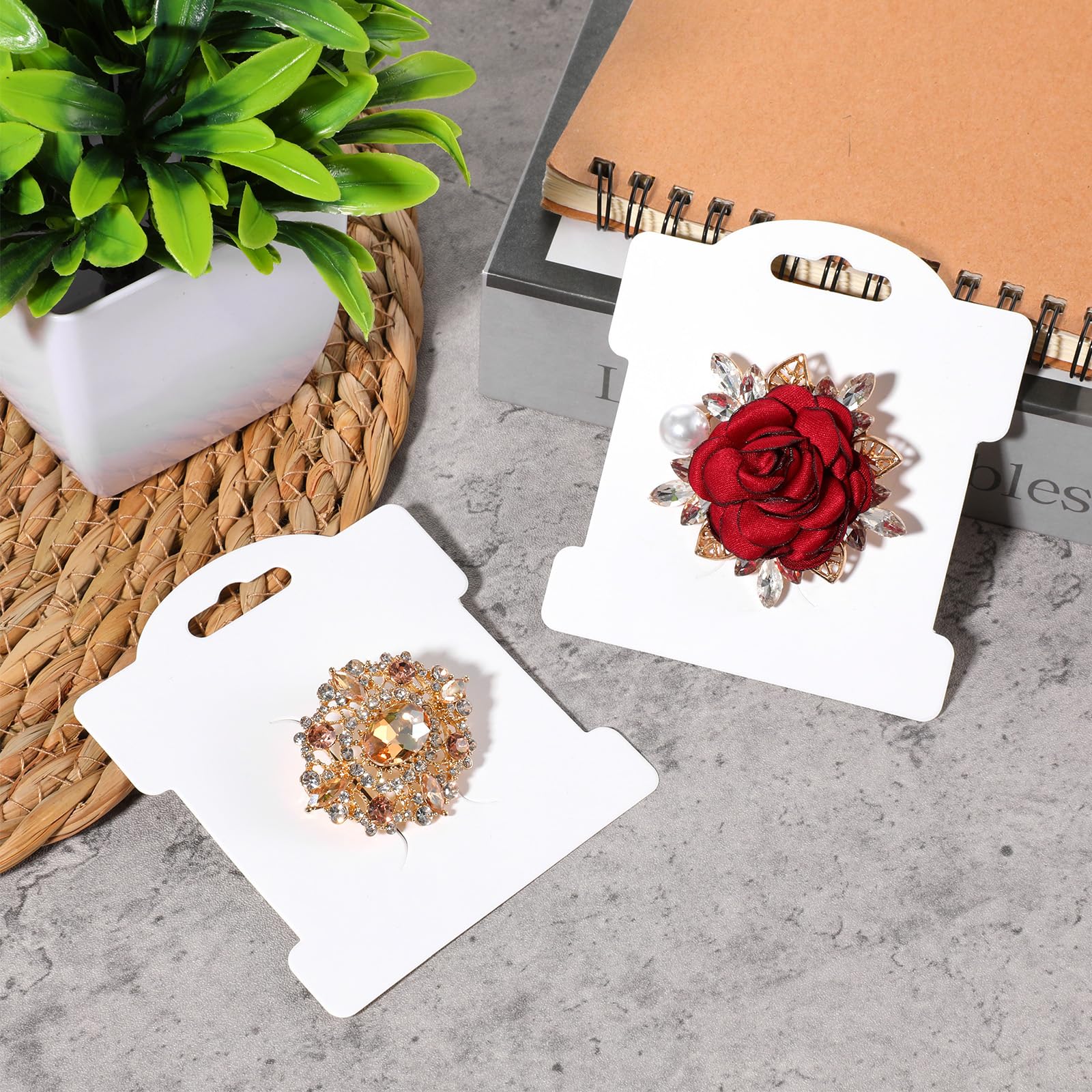 100PCS Hair Clip Display Card, White Cardstock Holder for Hair Bow Bobby Pin, Jewelry Cards for Hair Accessories Selling Bracelet Display and