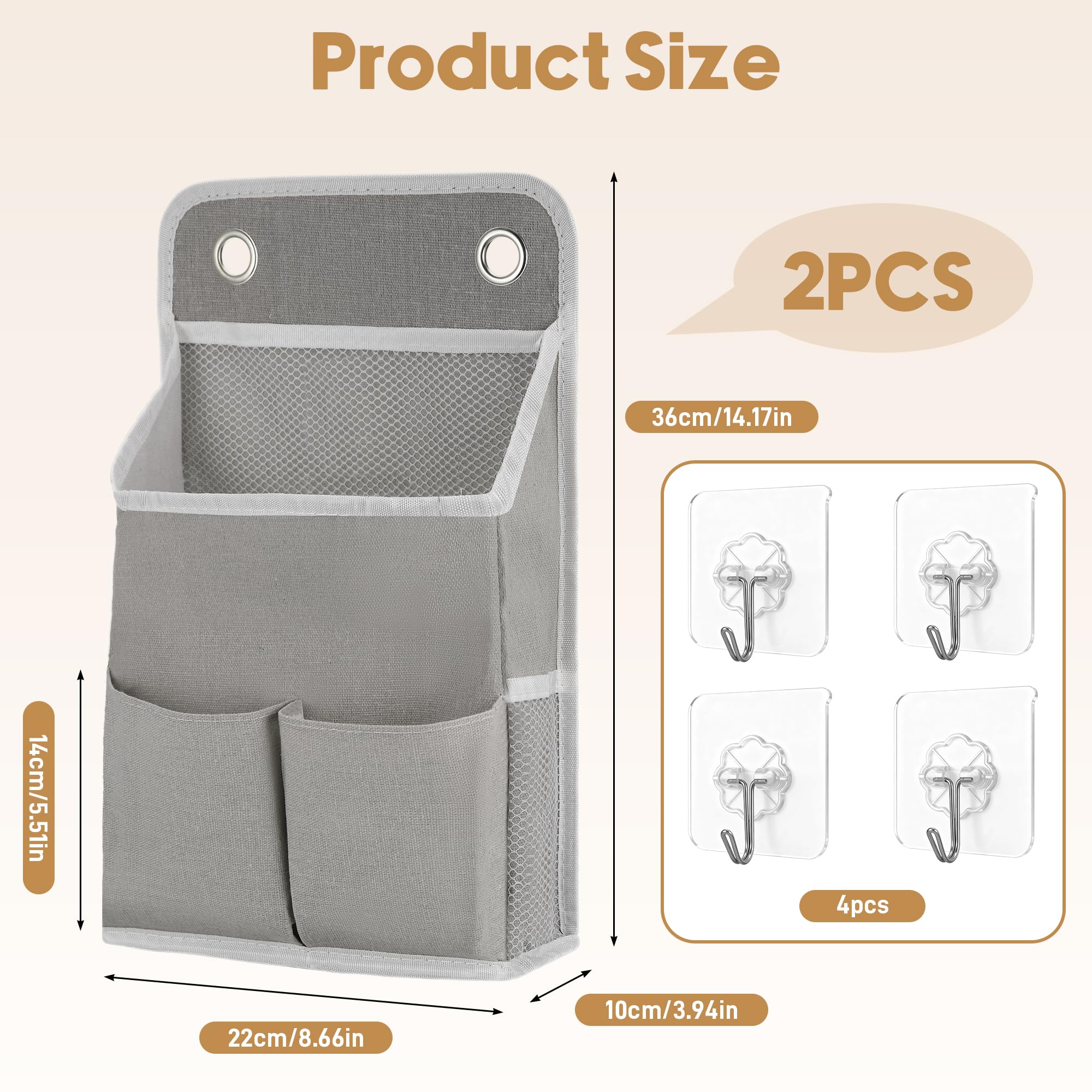 Huiguli 2 Pcs Foldable Wall Hanging Storage Bag with 4 Hooks