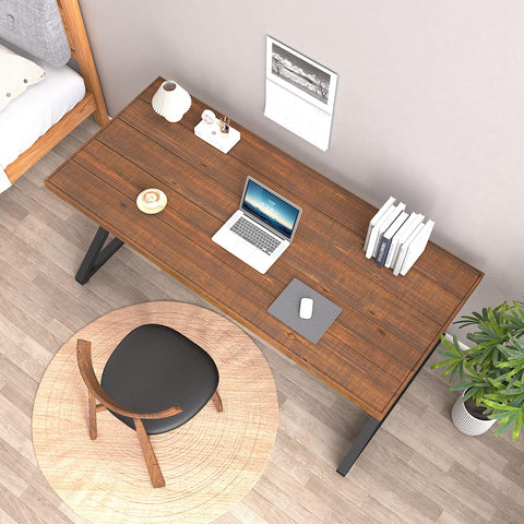 IBF Real Wood Computer Desk, Rustic Solid Wood Home Office Work Desk, Farmhouse WritingDesk for Study