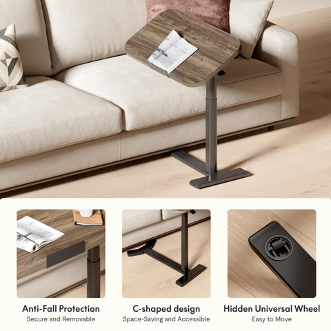 FLEXISPOT Overbed Table with Wheels, Adjustable Height Bedside Table, Rolling Laptop Desk for Bed Sofa, Small Standing Desk 60 x 40 cm