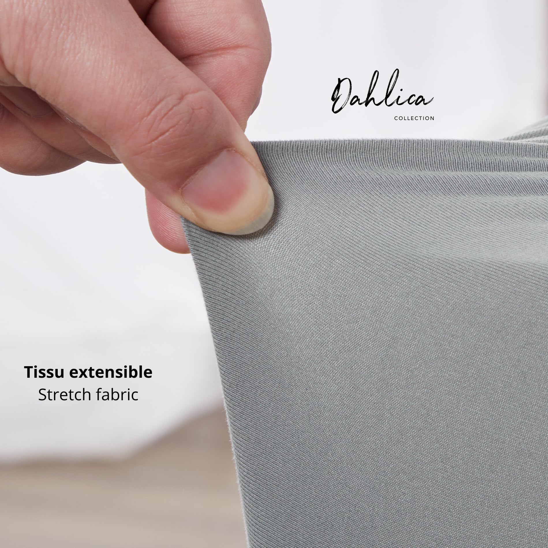 Dahlica Bed Base Cover Double140x190 cm Grey – Soft and Stretchy Fabric – Impeccable Look – Easy to Install