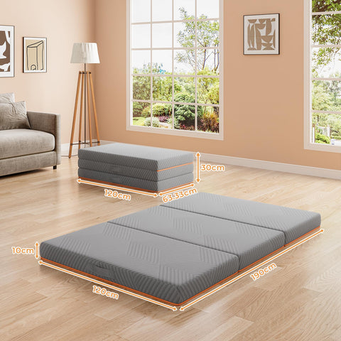 Vesgantti Folding Mattress Small Double 10CM Memory Foam Foldable Mattress