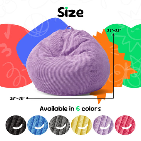 Hobestluk Kids Bean Bag Chair Teardrop Shape with Filling, 2.5FT Purple