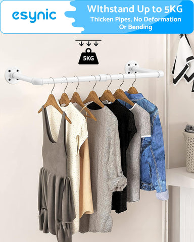eSynic 60cm White Industrial Pipe Clothes Hanging Rails