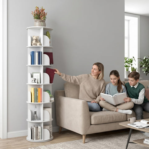 tonchean 6-Tier Rotating Bookcase, Large Standing Shelf, Rotating Shelf, 190 cm