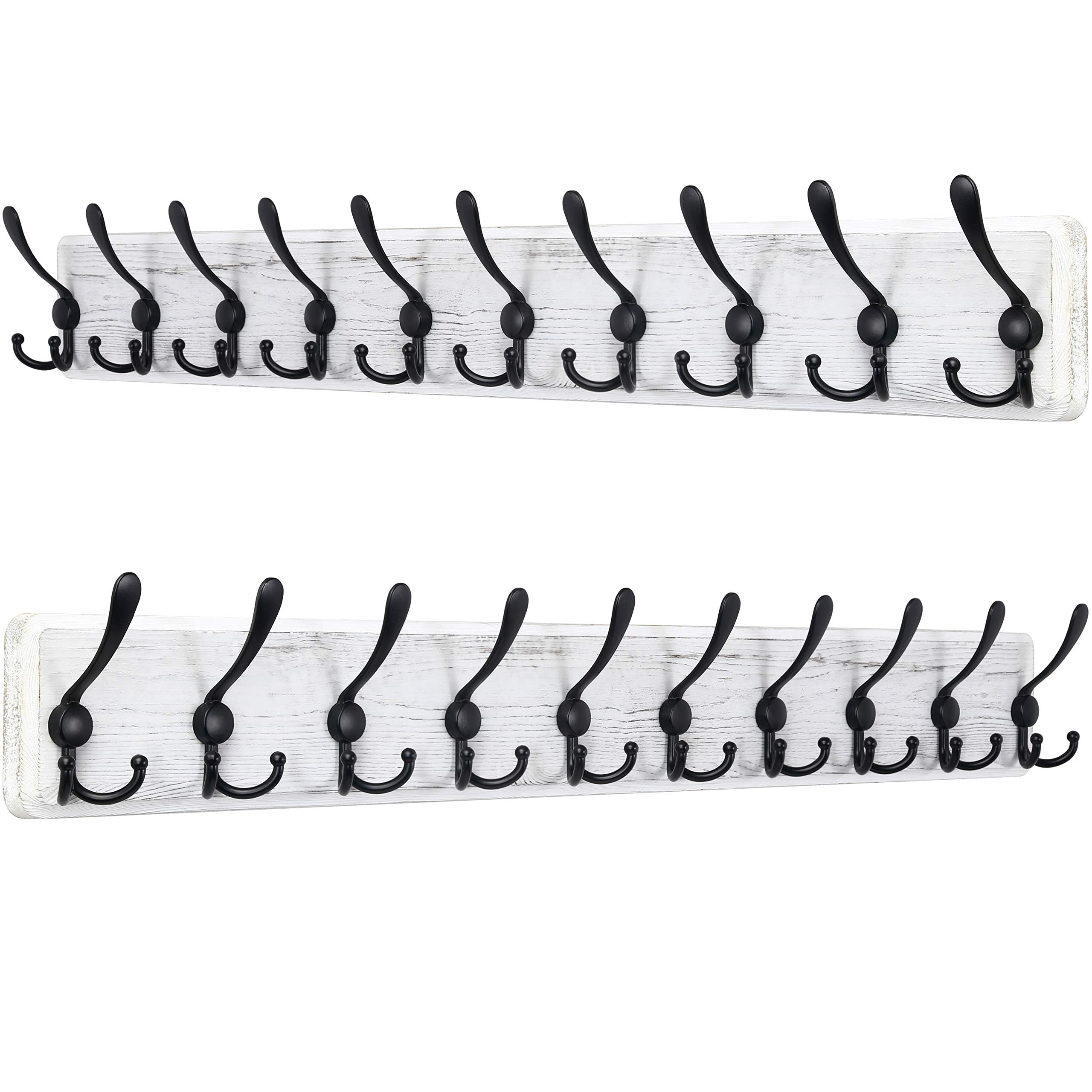 SKOLOO Coat Rack Wall Mounted - 38.3'' Long, Pack of 2, Wooden, Heavy Duty, Rustic Coat Hooks for Wall