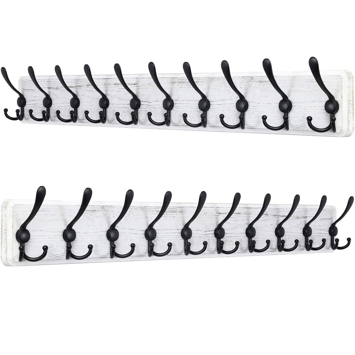 SKOLOO Coat Rack Wall Mounted - 38.3'' Long, Pack of 2, Wooden, Heavy Duty, Rustic Coat Hooks for Wall