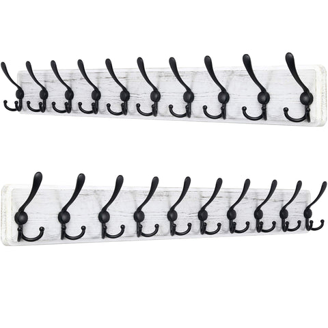 SKOLOO Coat Rack Wall Mounted - 38.3'' Long, Pack of 2, Wooden, Heavy Duty, Rustic Coat Hooks for Wall