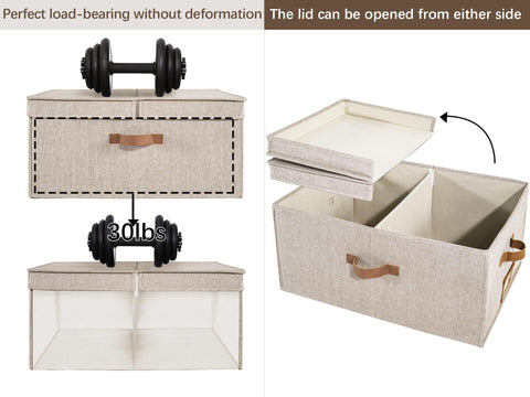 StorageWorks Extra Large Storage Boxes with Lids, 55L Decorative Storage Boxes with Lids, Fabric Boxes with Handles