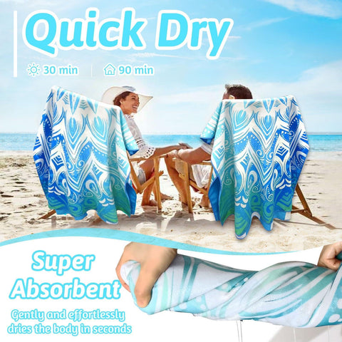 2Pack Microfibre Beach Towels for Adults,Microfibre Lightweight Beach Towel